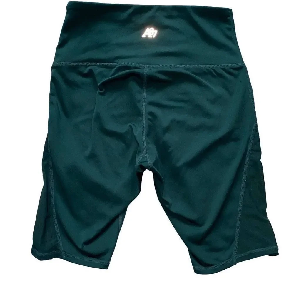 Aeropostle GUC Bike Shorts Logo Workout Mesh Side Paneling Jewel-tone Emerald S